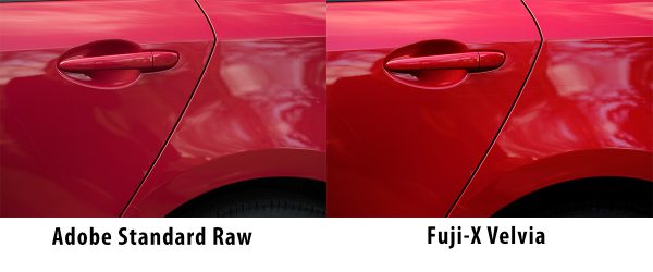 Adobe Standard from raw on the left – Fuji Velvia camera jpeg on the right 